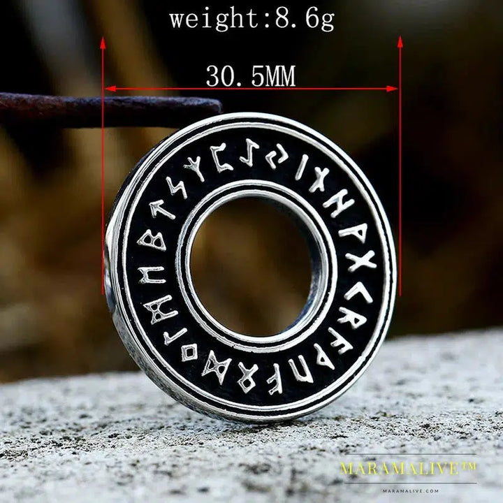 Stainless Steel Nordic Amulet Necklace Round Pendant Viking Rune Pirate Men's Pendant High Quality Jewelry