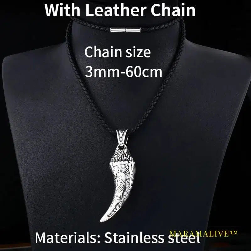 Stainless Steel Norse Viking Dragon Pendant Necklace Thor's Hammer Mjolnir Scandinavian Amulet Men Jewelry