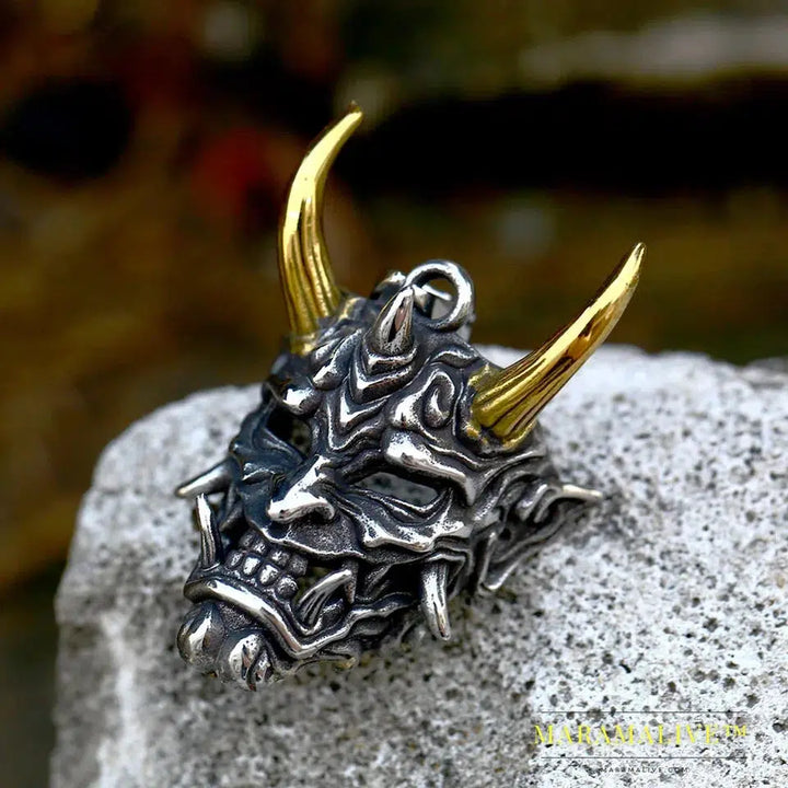 Stainless Steel Prajna Evil Dragon Head Men Pendant Necklace Punk Animal High Quality Jewelry