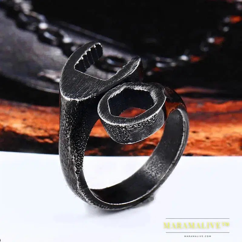 Stainless Steel Ring Hot Sale Punk Biker Wrench Man Ring Tools Fashion Jewelry