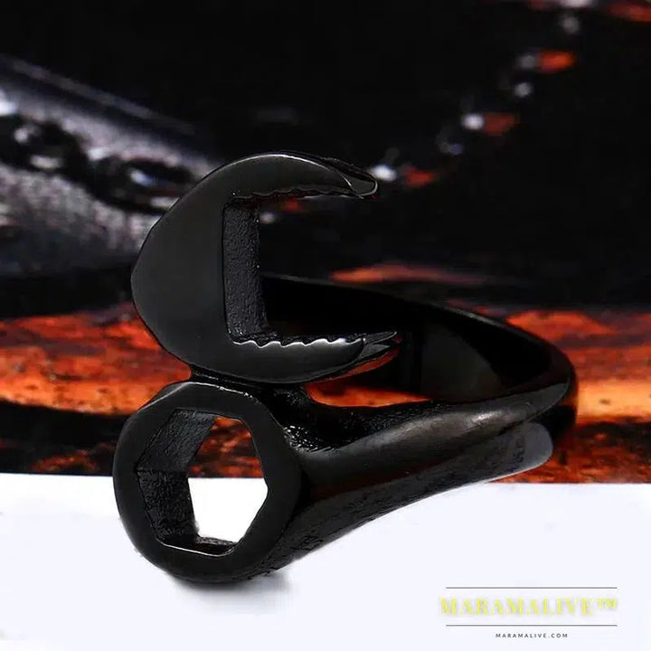 Stainless Steel Ring Hot Sale Punk Biker Wrench Man Ring Tools Fashion Jewelry