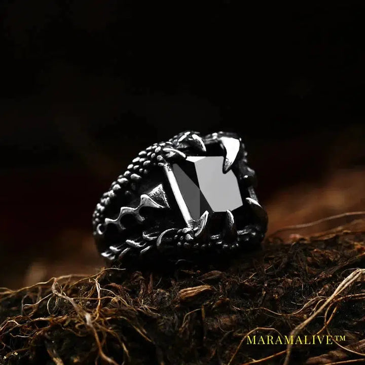 Stainless Steel VIKING Colorful Stone Trend Men's Ring Double-Sided Axe High Quality Jewelry