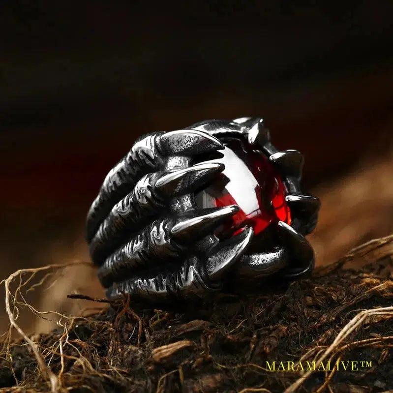 Stainless Steel VIKING Colorful Stone Trend Men's Ring Double-Sided Axe High Quality Jewelry