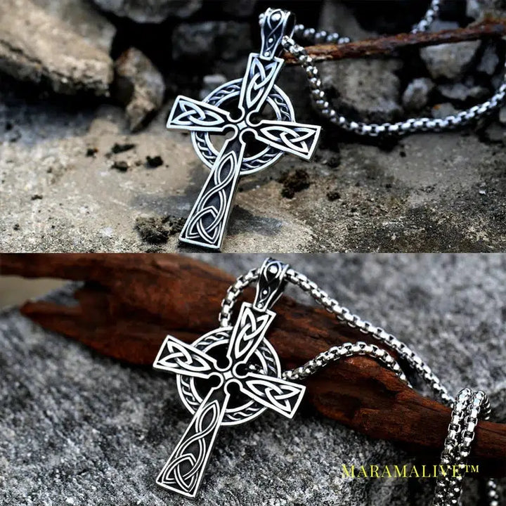 Stainless Steel Valknut Celtic Cross Pendant Men Fashion Viking Titanium Steel Jewelry