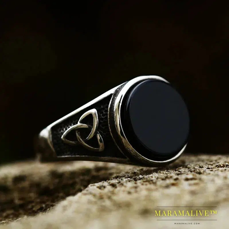 Stainless Steel Viking High Quality High Polished Mirror Ring Signet Solid Fashion Jewelry For Men