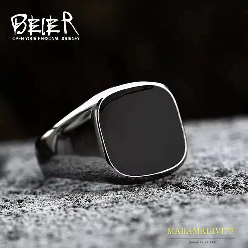 Stainless Steel Viking High Quality High Polished Mirror Ring Signet Solid Fashion Jewelry For Men