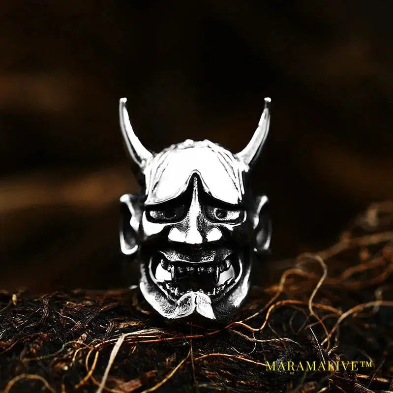 Stainless Steel Viking Warrior Skull Cross Men's Ring Punk Nordic Horns War God High Quality Jewelry