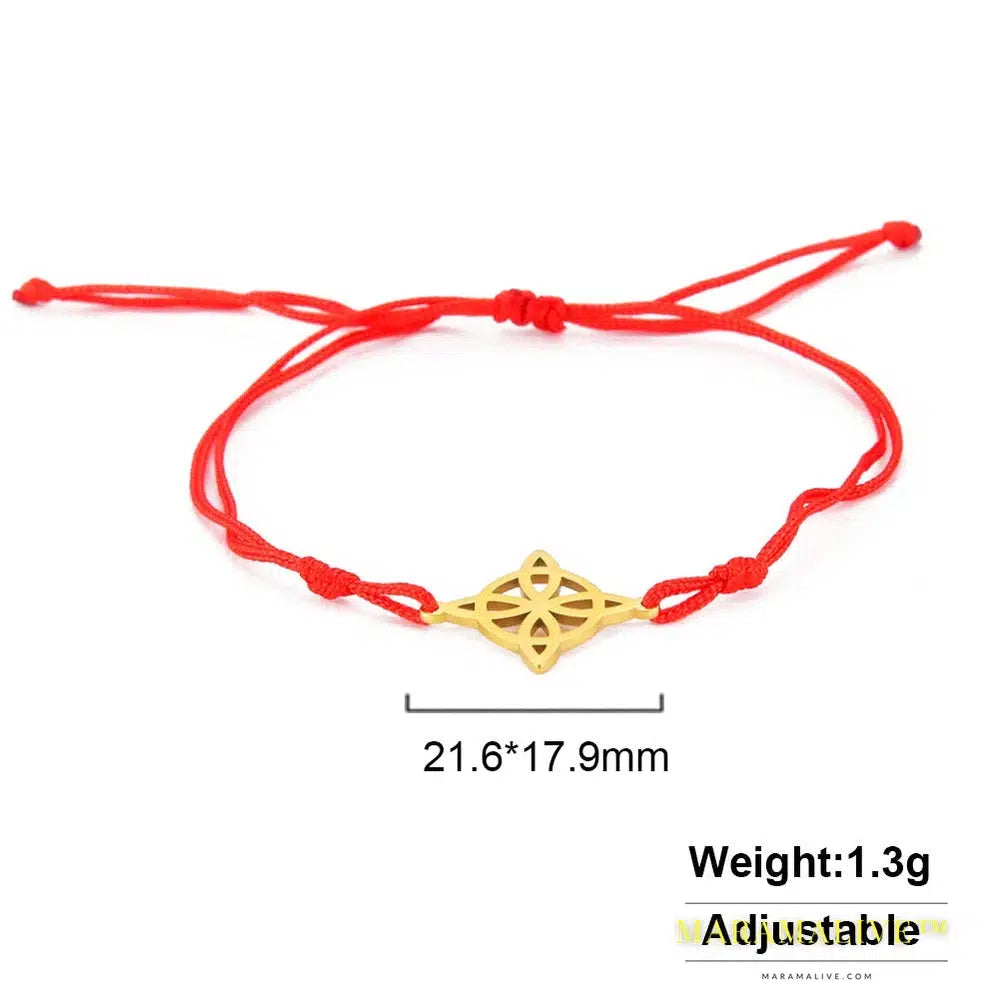 Stainless Steel Witch Knot Bracelet for Women Adjustable Cross Moon Star Lucky Red Rope String Bracelets Jewelry