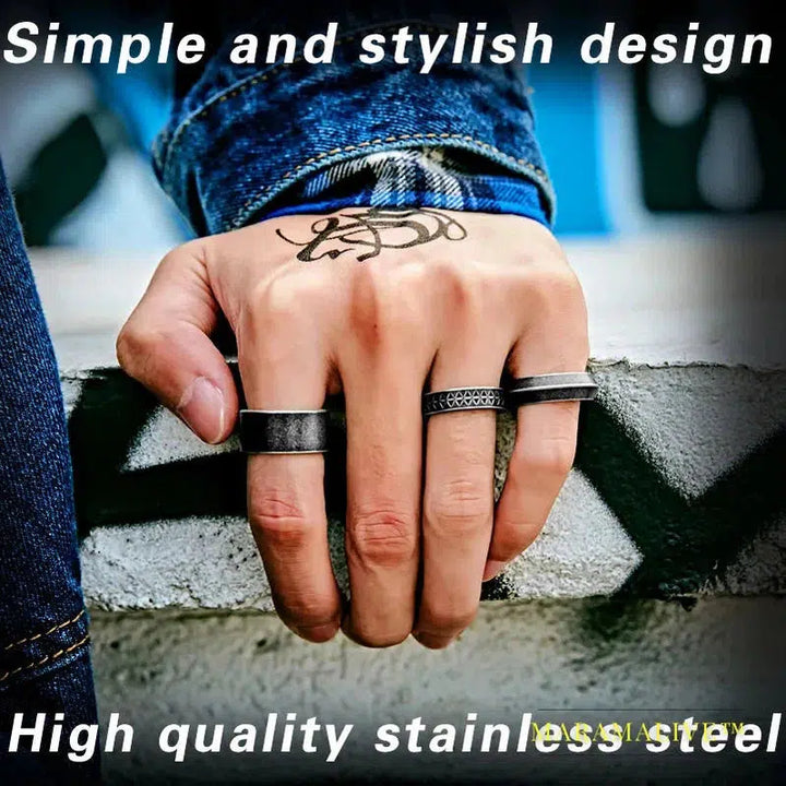 Stainless Steel high polish kinds of geometric shapes Antique silver colour fashion jewelry for men and women ring