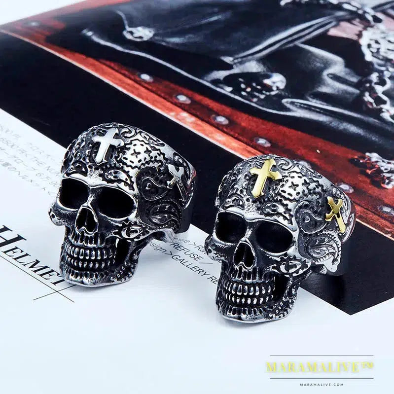 Stainless Steel ring high quality fashion biker skull ring personality men Vintage jewelry