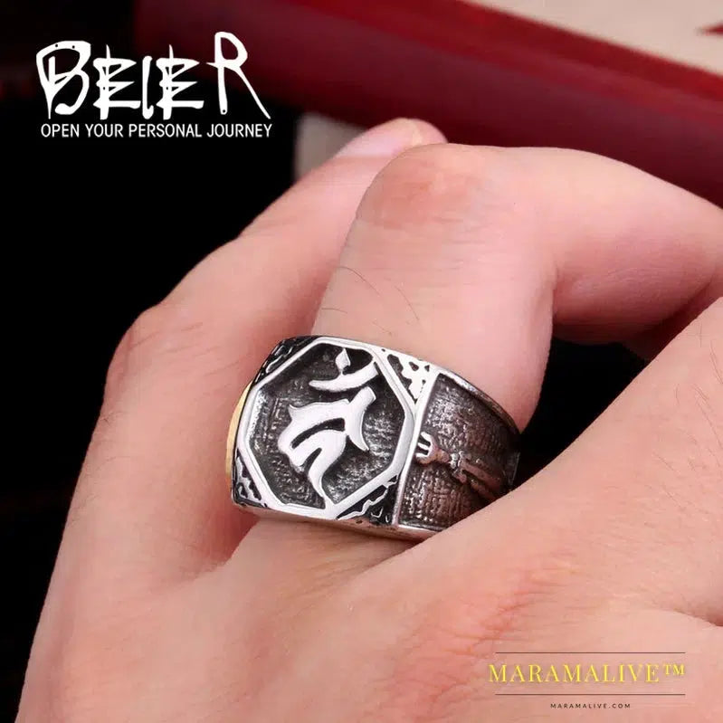 Stainless Steel ring top quality Buddhism Acalanatha Ring for Man titanium steel jewelry