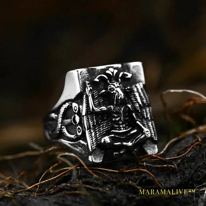 Stainless steel Wolf Head Men Ring Vintage Egyptian Anubis God Fashion Jewelry Biker Ring Gift