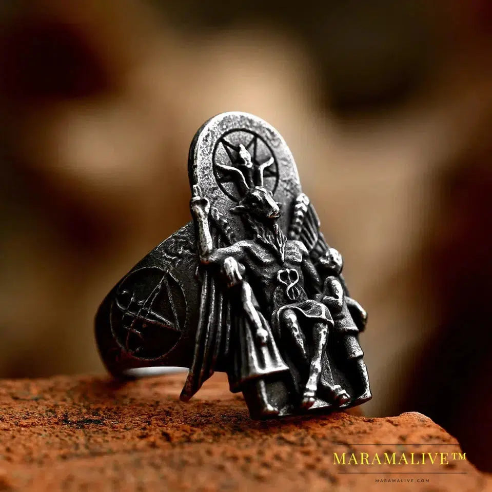 Stainless steel Wolf Head Men Ring Vintage Egyptian Anubis God Fashion Jewelry Biker Ring Gift