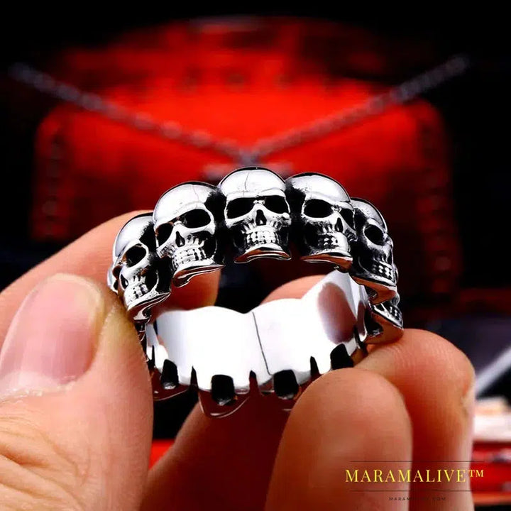 Stainless steel punk party classic skull fashion jewelry biker Skull wrap men's ring