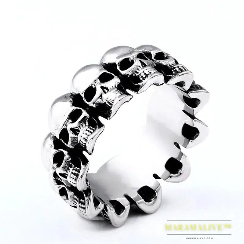 Stainless steel punk party classic skull fashion jewelry biker Skull wrap men's ring