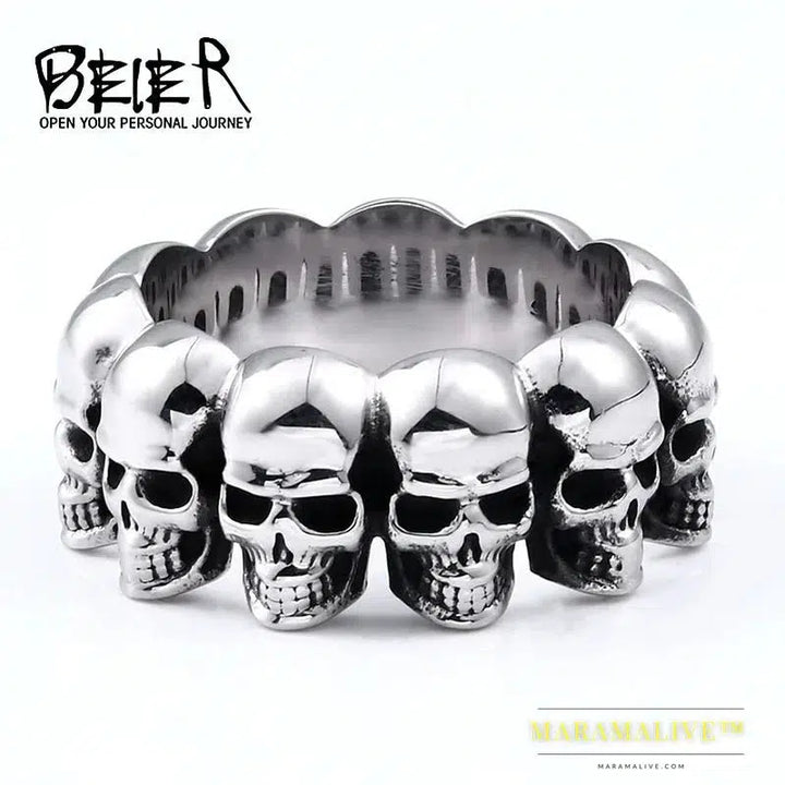 Stainless steel punk party classic skull fashion jewelry biker Skull wrap men's ring