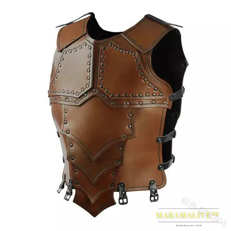 Steampunk Adjustable Faux Leather Viking Armor Equestrian Fencing Chest and Back Plate for Medieval Halloween Cosplay Costume