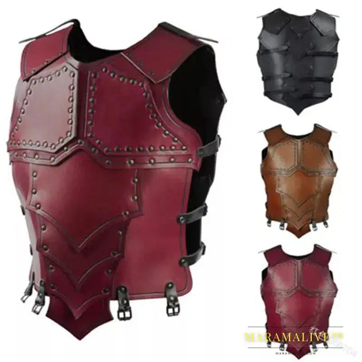 Steampunk Adjustable Faux Leather Viking Armor Equestrian Fencing Chest and Back Plate for Medieval Halloween Cosplay Costume