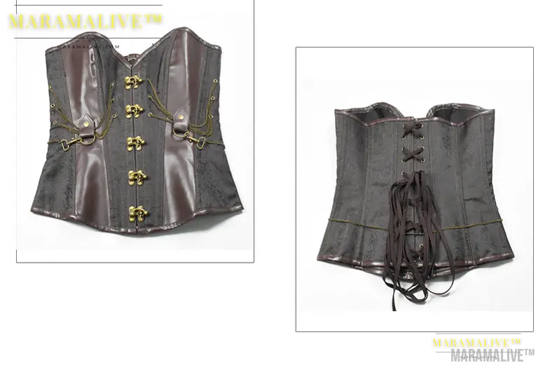 Steampunk Chain Front Shapewear Vest - Retro Gothic Chain Corset