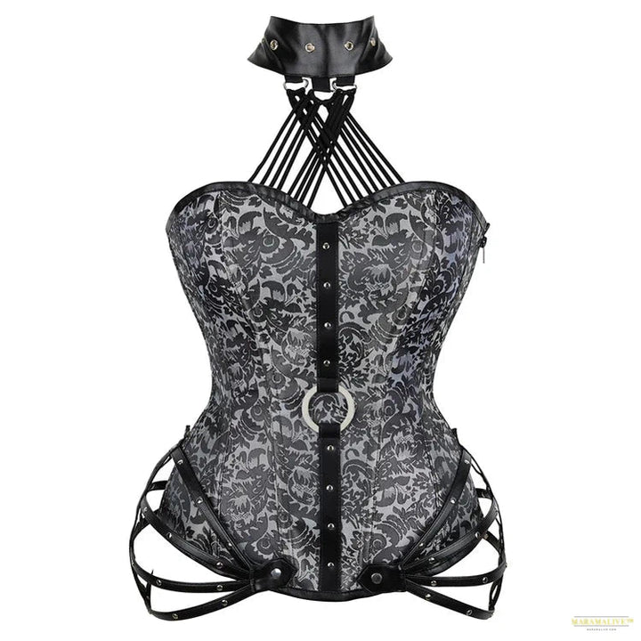 Steampunk Corset Gothic Corsets for Women Shapewear 11 Steel Bone Side Zipper Overbust Black Red Waist