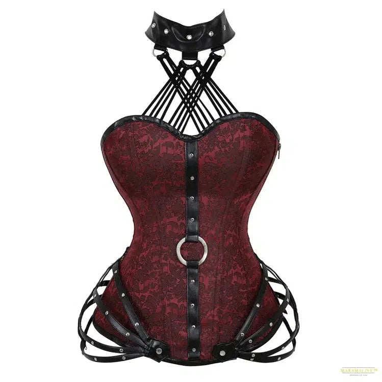 Steampunk Corset Gothic Corsets for Women Shapewear 11 Steel Bone Side Zipper Overbust Black Red Waist