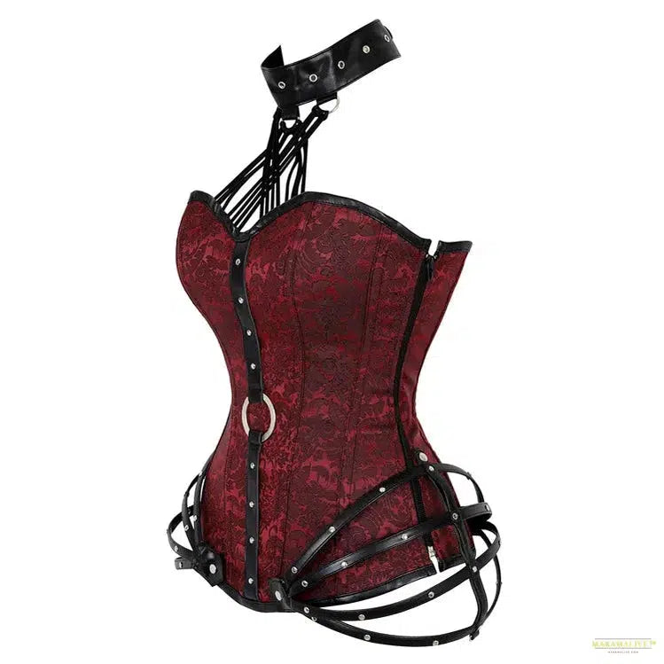 Steampunk Corset Gothic Corsets for Women Shapewear 11 Steel Bone Side Zipper Overbust Black Red Waist