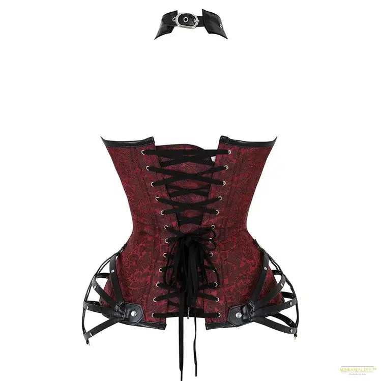 Steampunk Corset Gothic Corsets for Women Shapewear 11 Steel Bone Side Zipper Overbust Black Red Waist