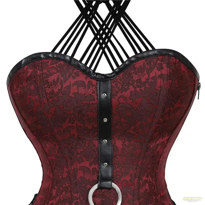 Steampunk Corset Gothic Corsets for Women Shapewear 11 Steel Bone Side Zipper Overbust Black Red Waist