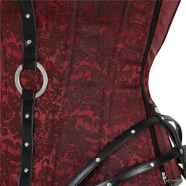 Steampunk Corset Gothic Corsets for Women Shapewear 11 Steel Bone Side Zipper Overbust Black Red Waist