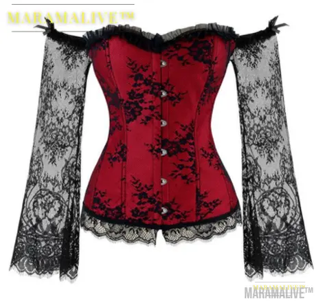 Steampunk Gothic Lace Floral Off Shoulder Party Corset