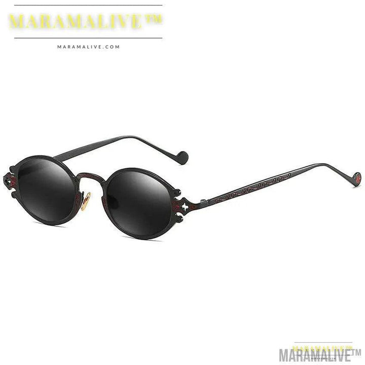 Steampunk Gothic Oval Frame Carved Sunglasses