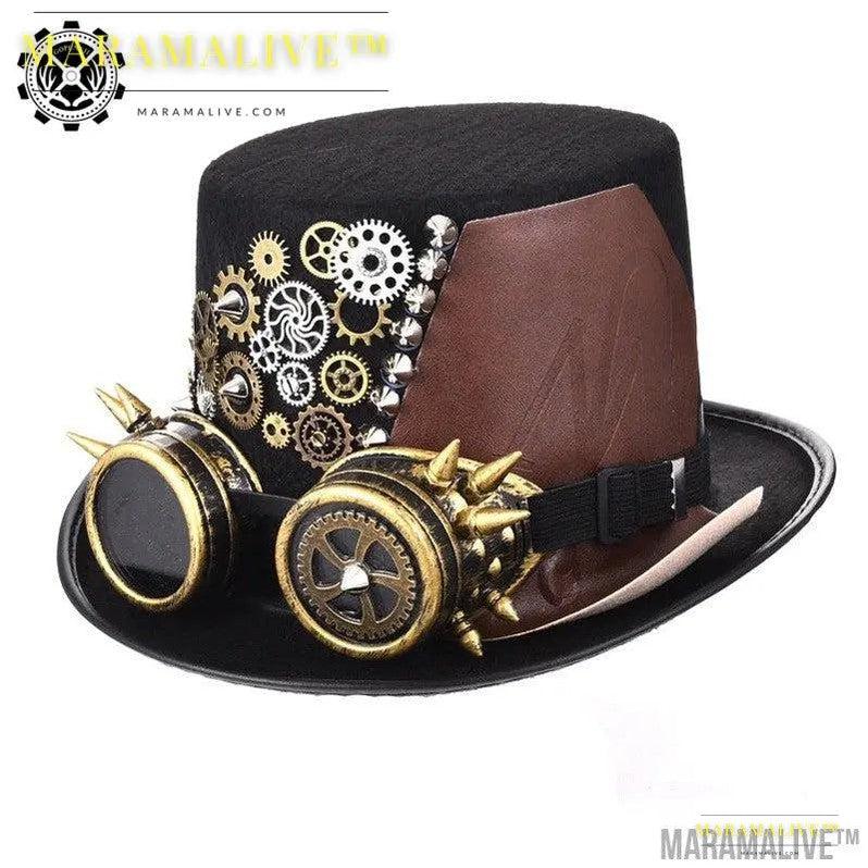 Steampunk Hat Gear Punk Rivet Hat Gothic Glasses Magic Hat