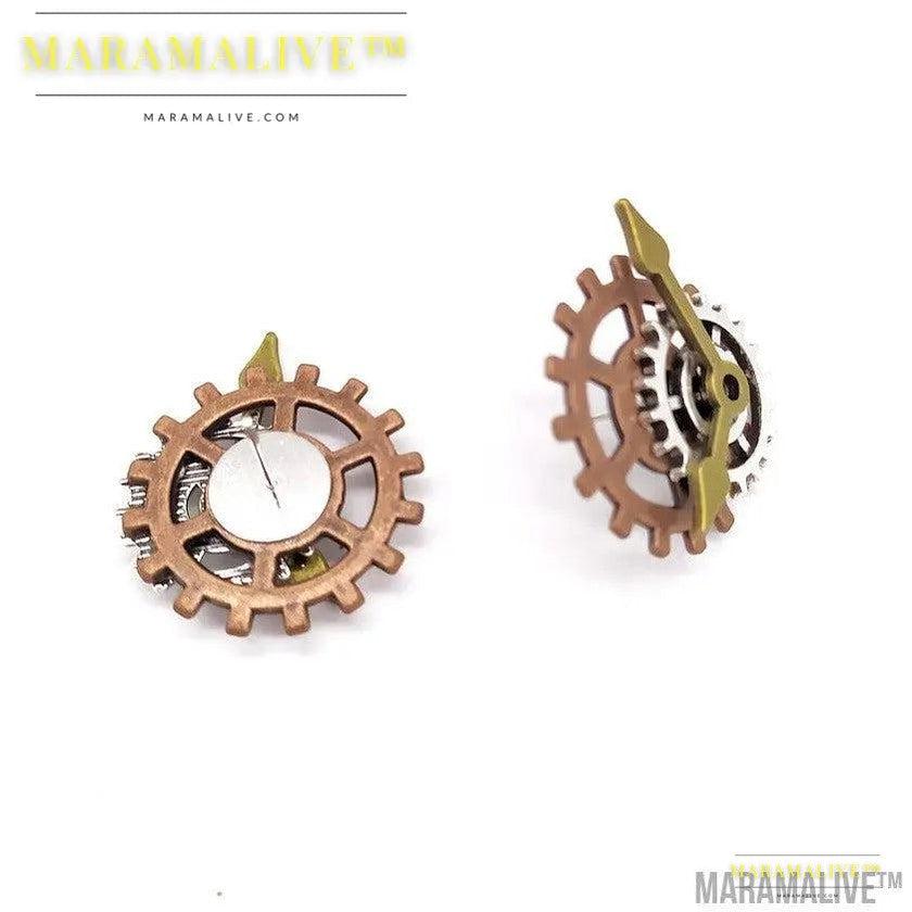 Steampunk Industrial Gear Stud Earrings