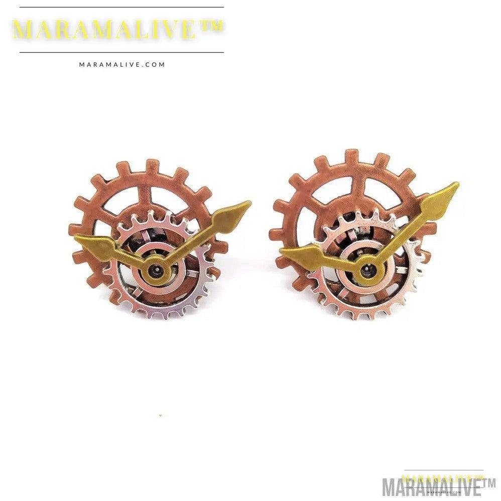 Steampunk Industrial Gear Stud Earrings