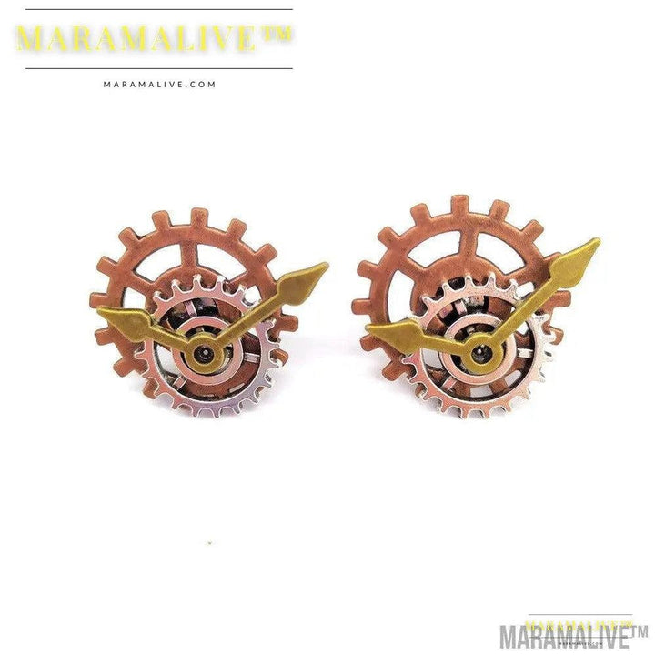 Steampunk Industrial Gear Stud Earrings