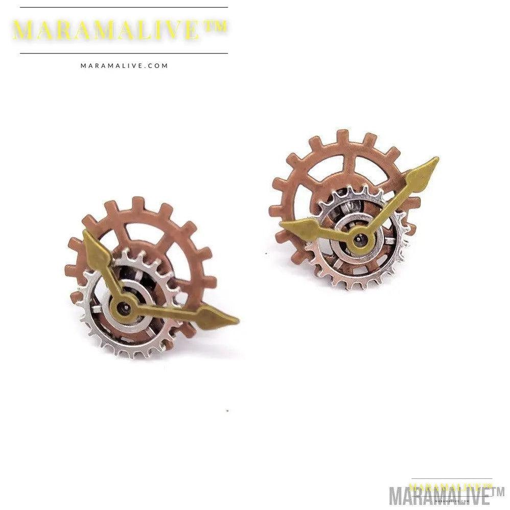 Steampunk Industrial Gear Stud Earrings