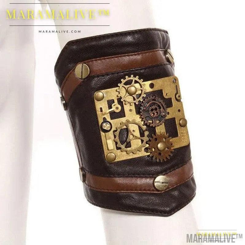 Steampunk Industrial Revolution Gear Leather Armband