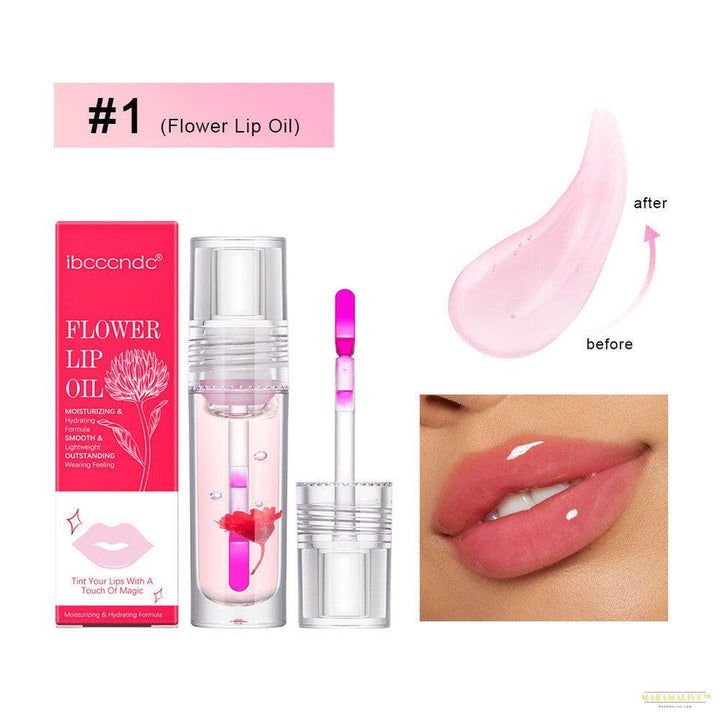 Steampunk-Inspired Flower Color Changing Lip Oil - Unique Moisturizing Jelly Lipgloss & Temperature Sensitive Liquid Lipstick