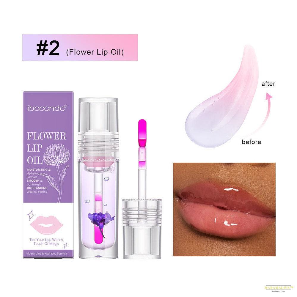 Steampunk-Inspired Flower Color Changing Lip Oil - Unique Moisturizing Jelly Lipgloss & Temperature Sensitive Liquid Lipstick