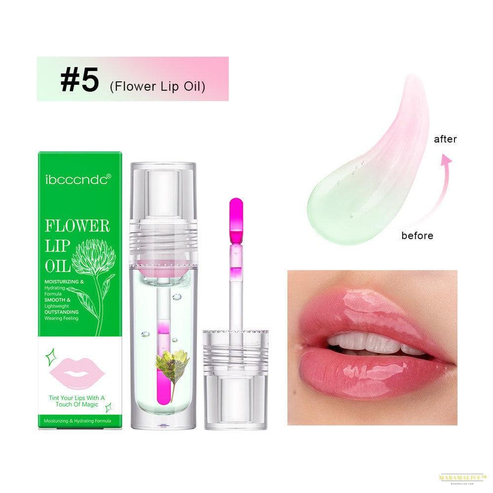 Steampunk-Inspired Flower Color Changing Lip Oil - Unique Moisturizing Jelly Lipgloss & Temperature Sensitive Liquid Lipstick