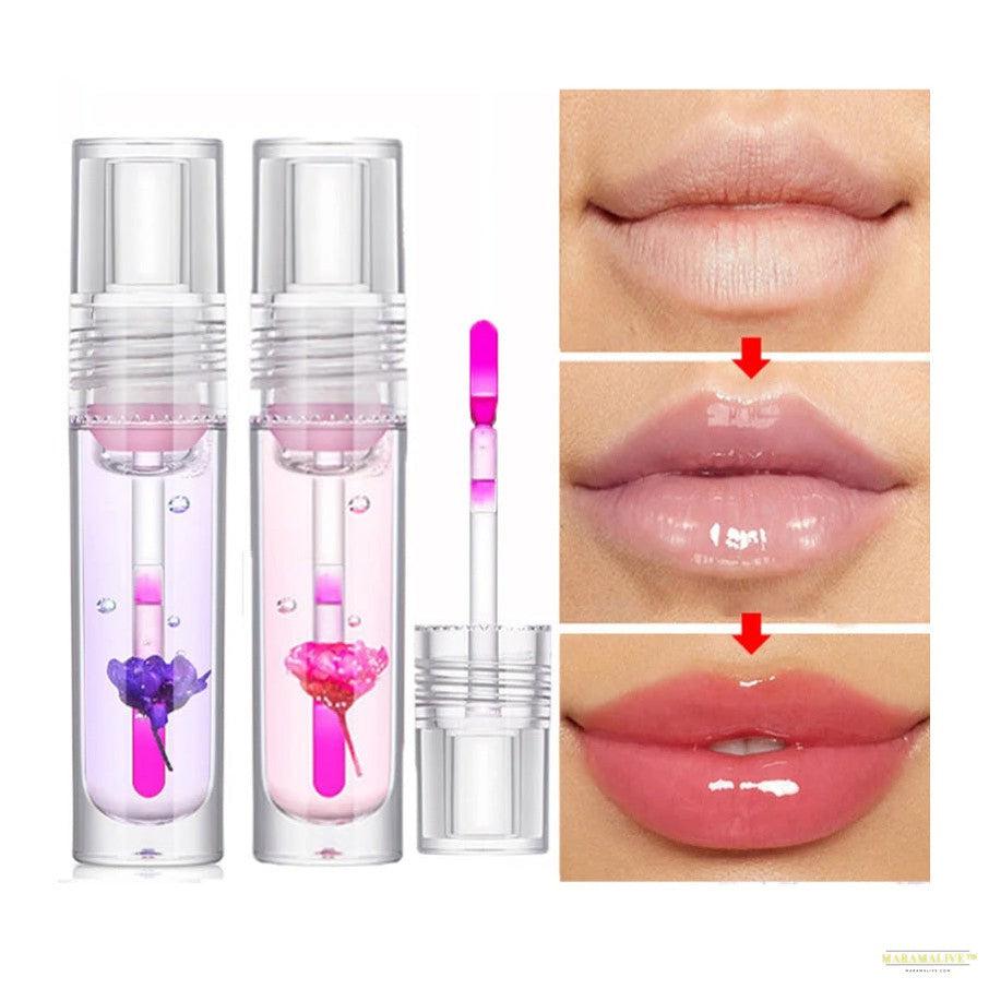 Steampunk-Inspired Flower Color Changing Lip Oil - Unique Moisturizing Jelly Lipgloss & Temperature Sensitive Liquid Lipstick