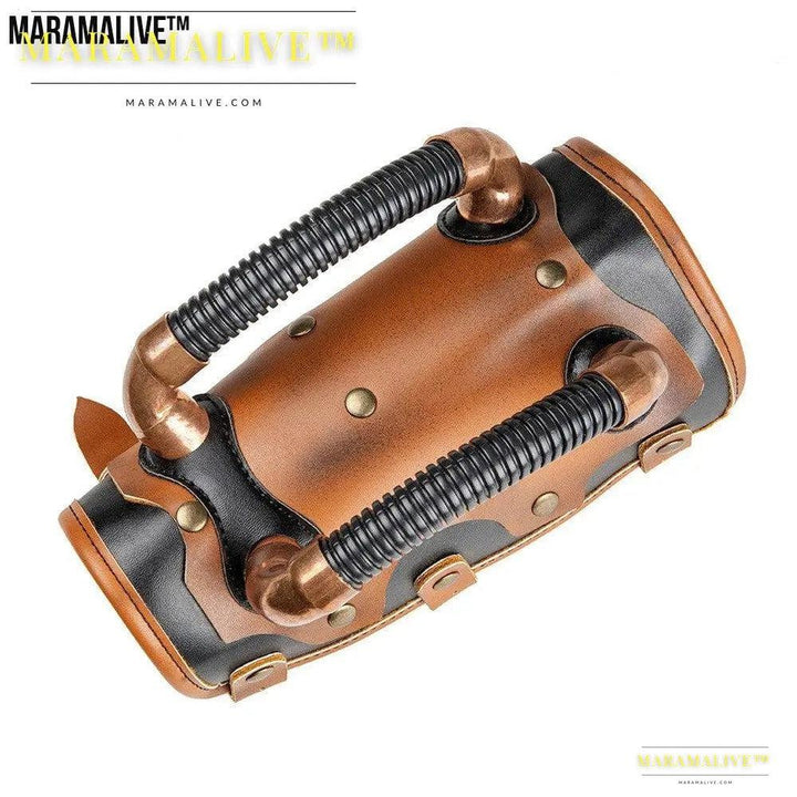 Steampunk Leather & Metal Gauntlet - Cosplay Armor for Forearm