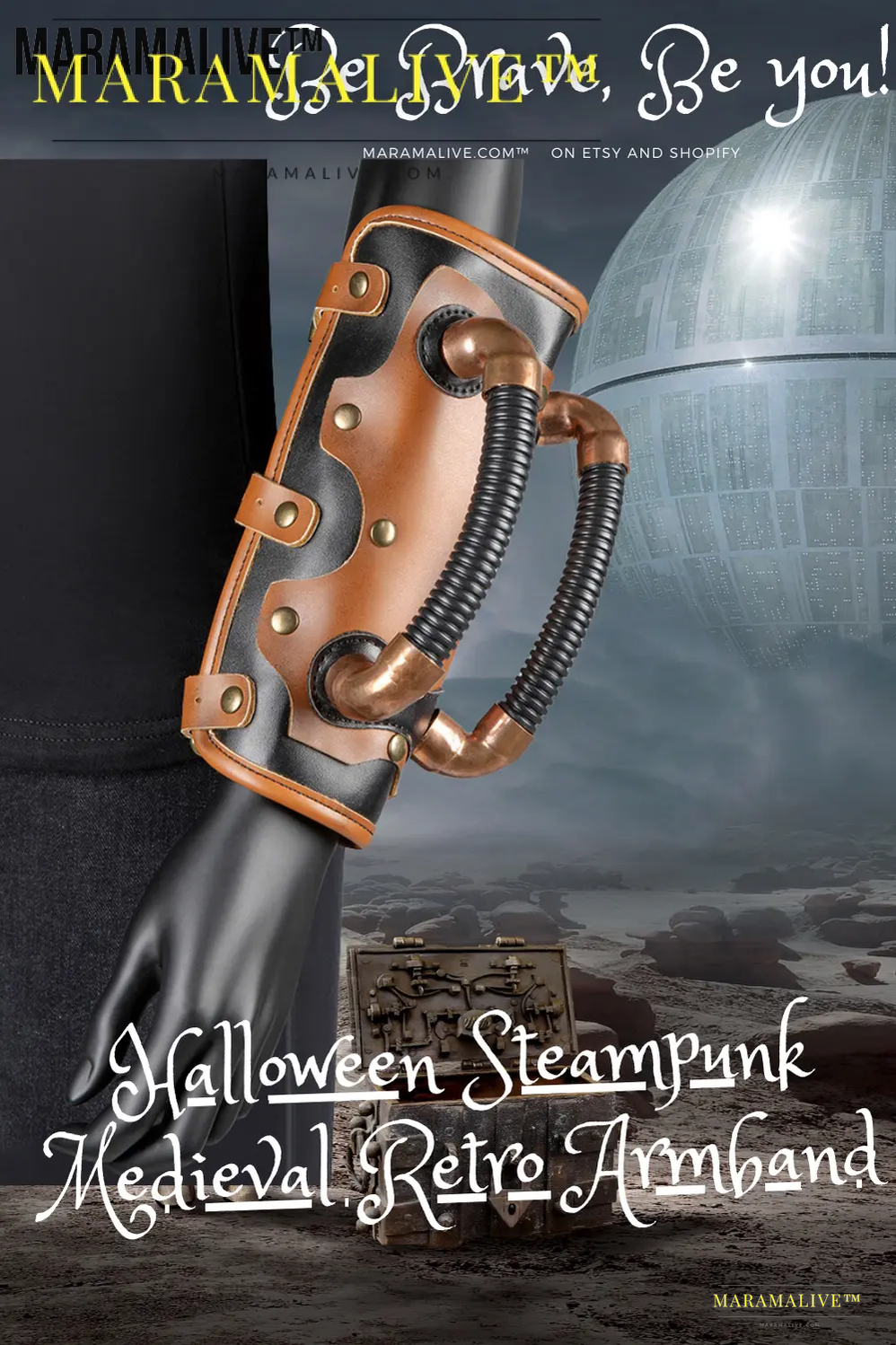 Steampunk Leather & Metal Gauntlet - Cosplay Armor for Forearm