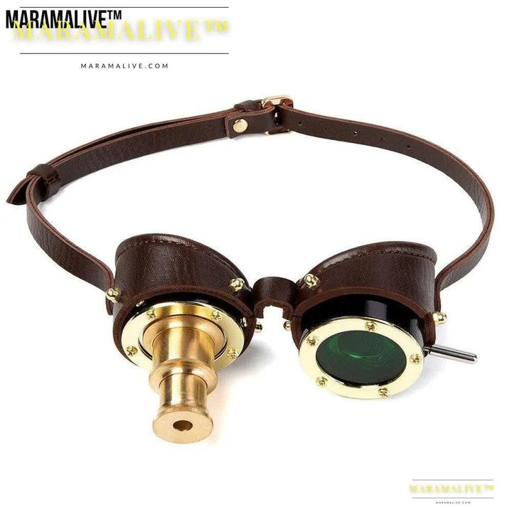 Steampunk Metal/Leather Goggles with Retro Telescopic Lens