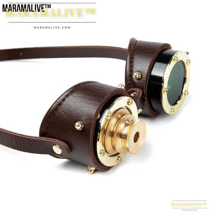 Steampunk Metal/Leather Goggles with Retro Telescopic Lens