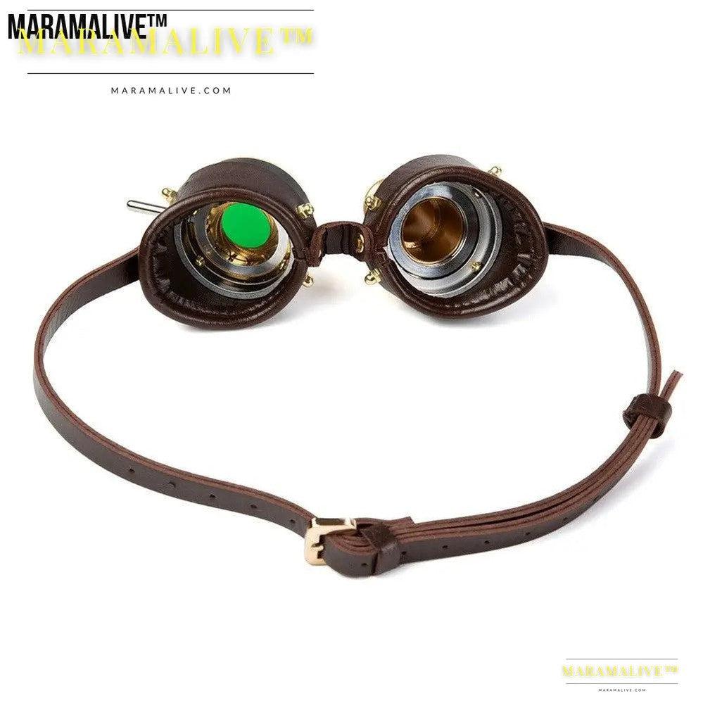 Steampunk Metal/Leather Goggles with Retro Telescopic Lens