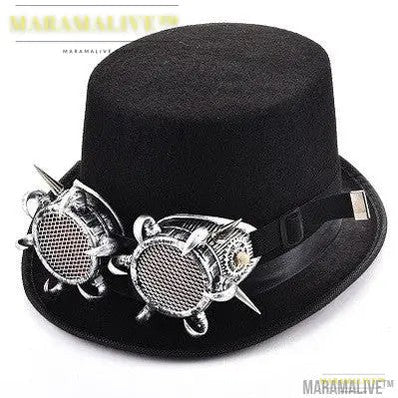 Steampunk Rivet Glasses Top Hat Goth Punk Magic Hat Retro Clothing Accessories