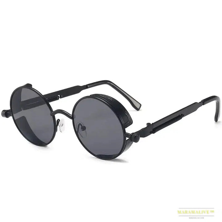 Steampunk Round Metal Sunglasses - Eye-Catching Retro Gothic-Inspired Punk Design