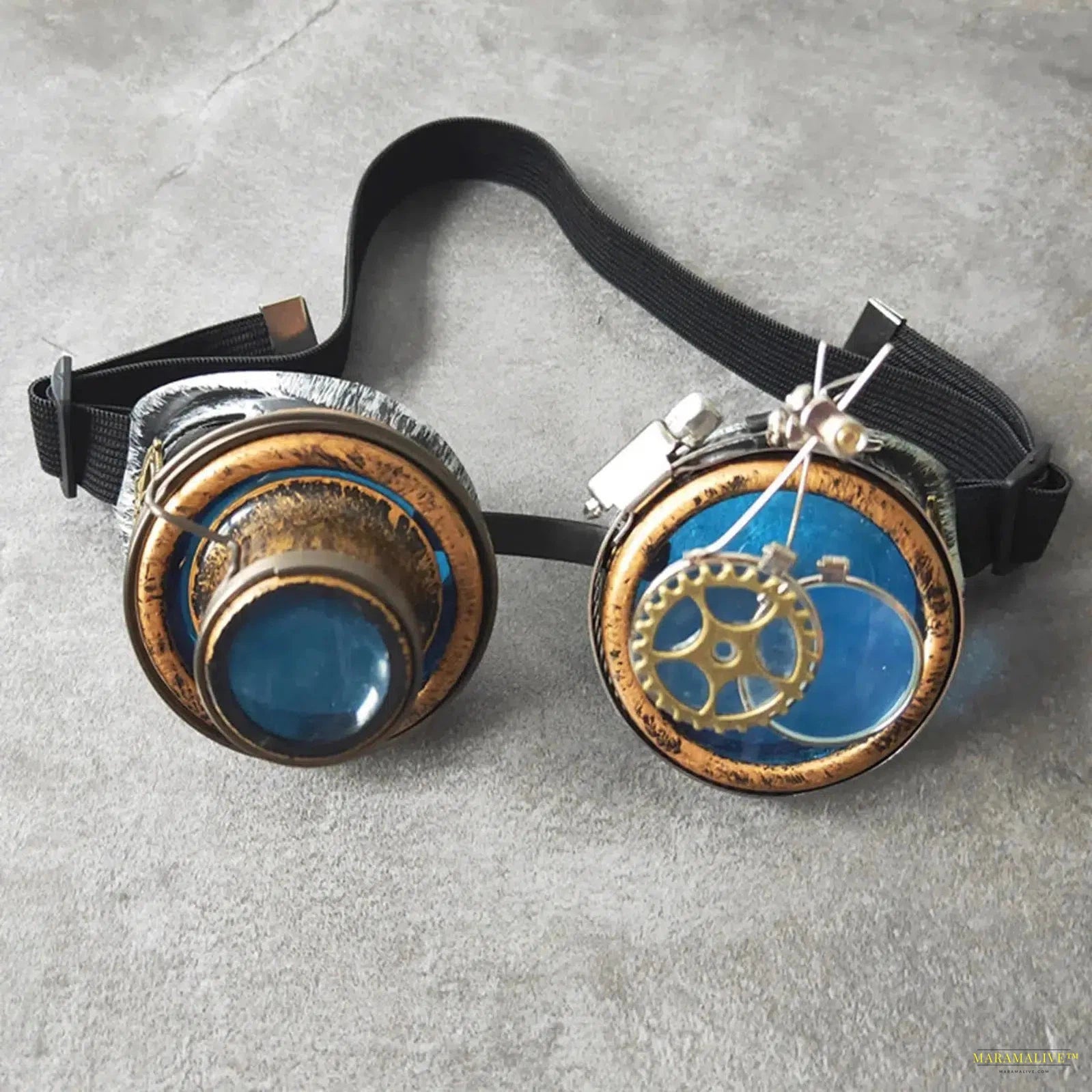 Steampunk Rustic Vintage Blue Sunglasses - Unisex Gothic Cosplay Goggles