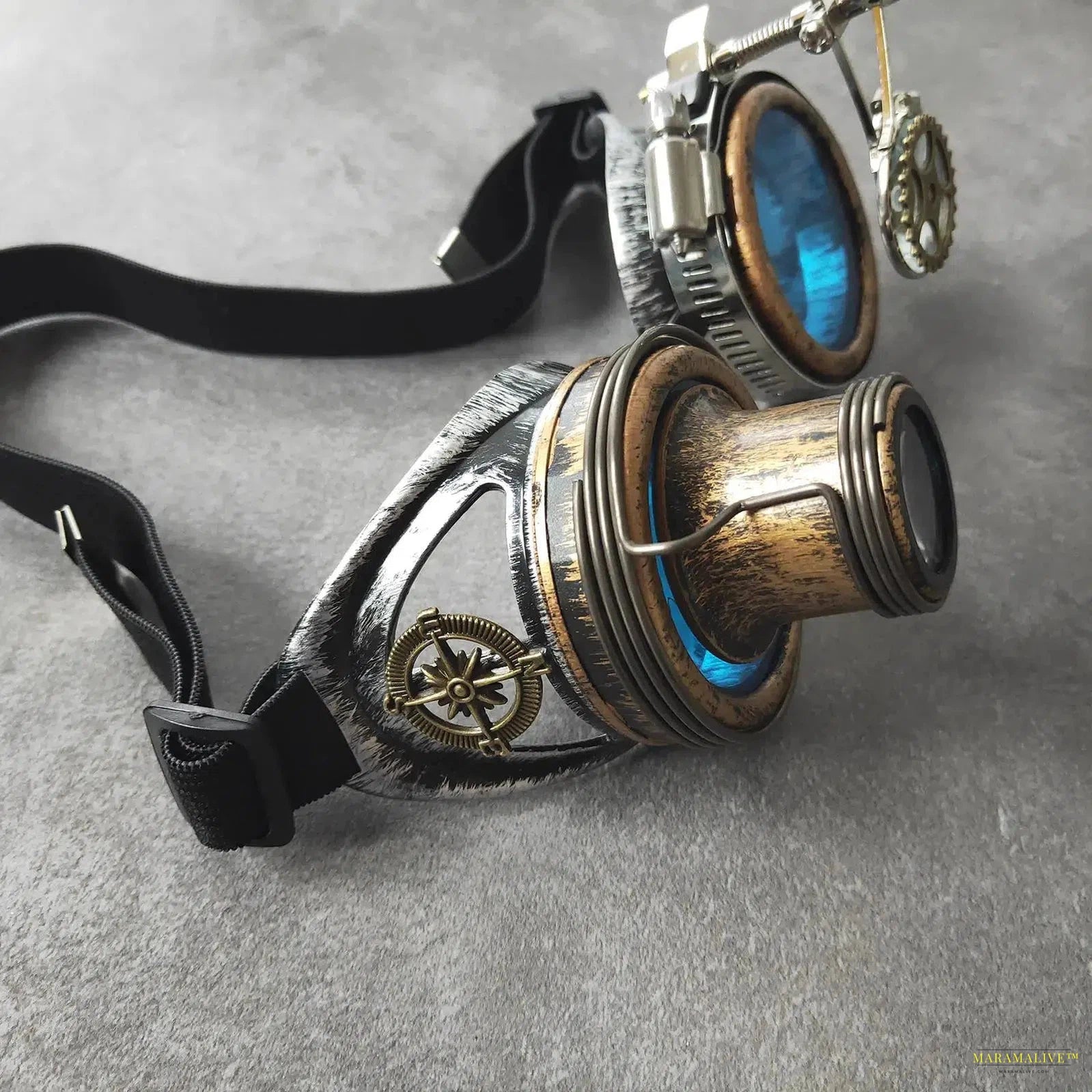 Steampunk Rustic Vintage Blue Sunglasses - Unisex Gothic Cosplay Goggles